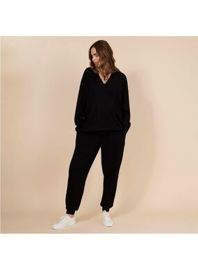 Motherhood Black Maternity Set Sweatshirt and Sweatpants.